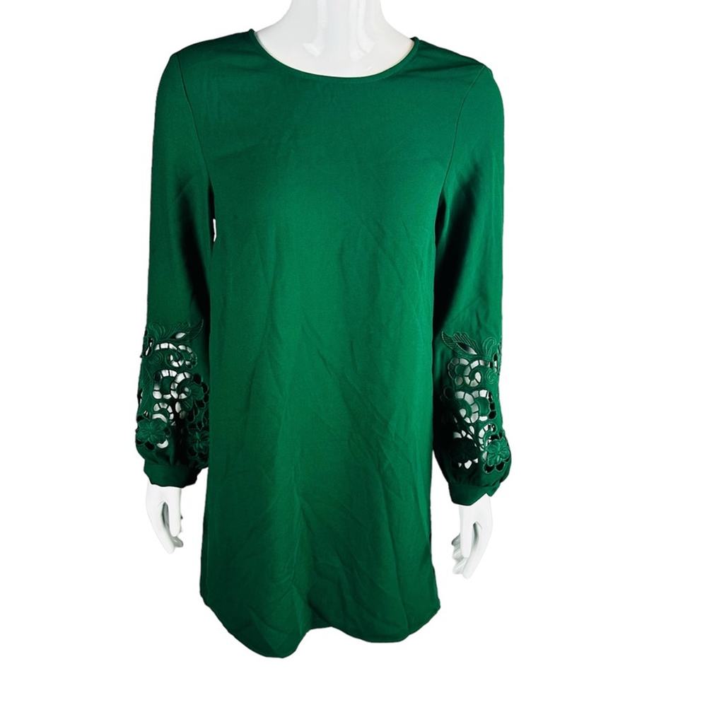 New‎ H&M Womans Sz 2 Dress Green Long Sleeve Floral Lace Embroidered NWT